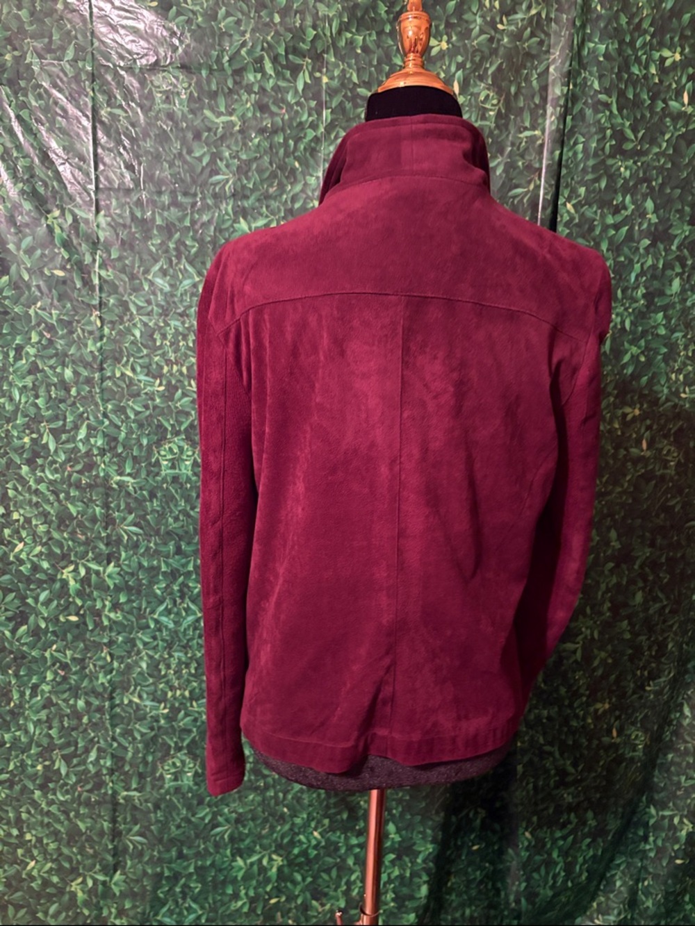 BB Dakota Suede-Look Draped Open Front Jacket - Burgundy - Picture 3 of 4